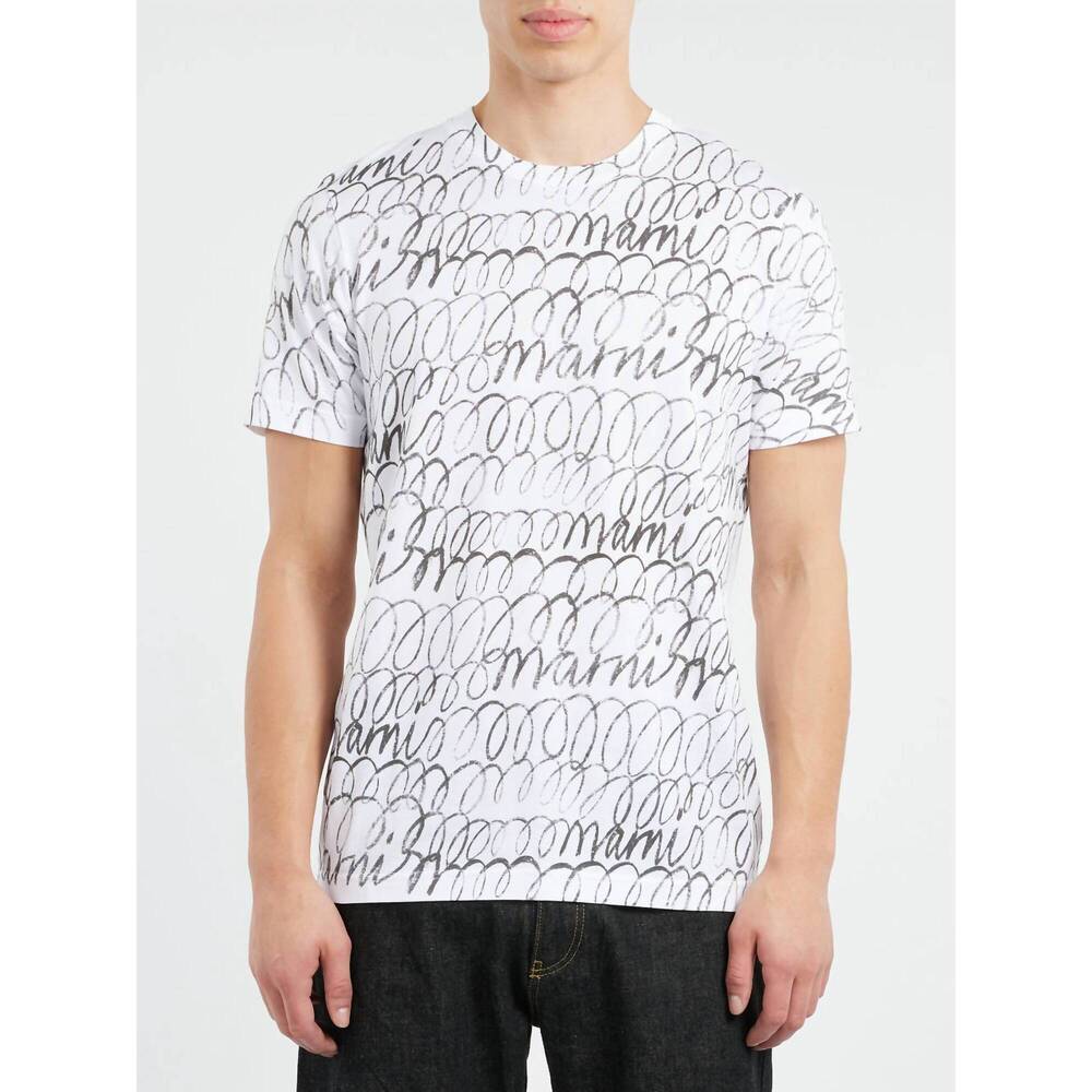 NEW MARNI scribbled motif organic cotton t-shirt in lily white